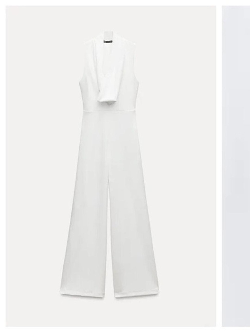 Zara White Sleeveless Cowl-Neck Wide-Leg Jumpsuit - Picture 10 of 14